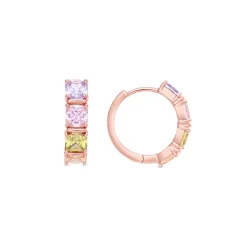 Pendientes de Circonita Multicolor acabado en oro rosa de 18k - Uyib