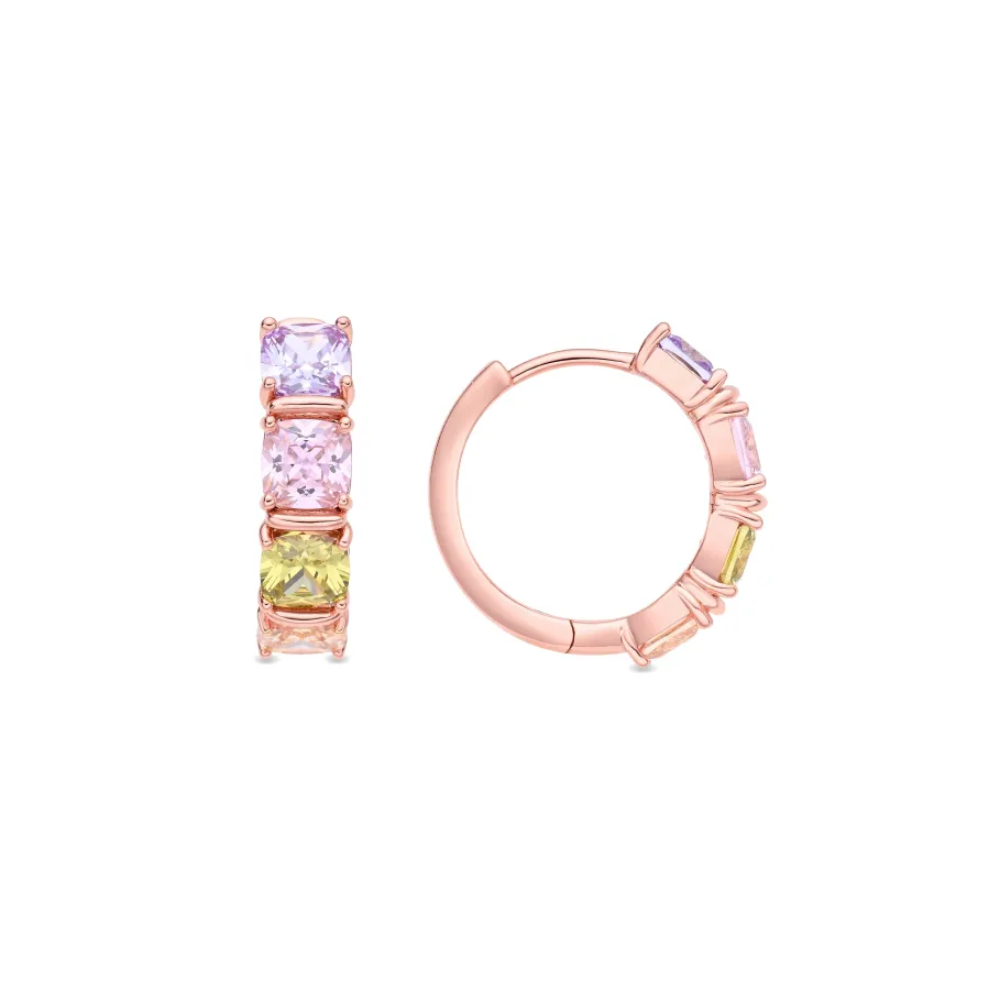 Pendientes de Circonita Multicolor acabado en oro rosa de 18k - Uyib