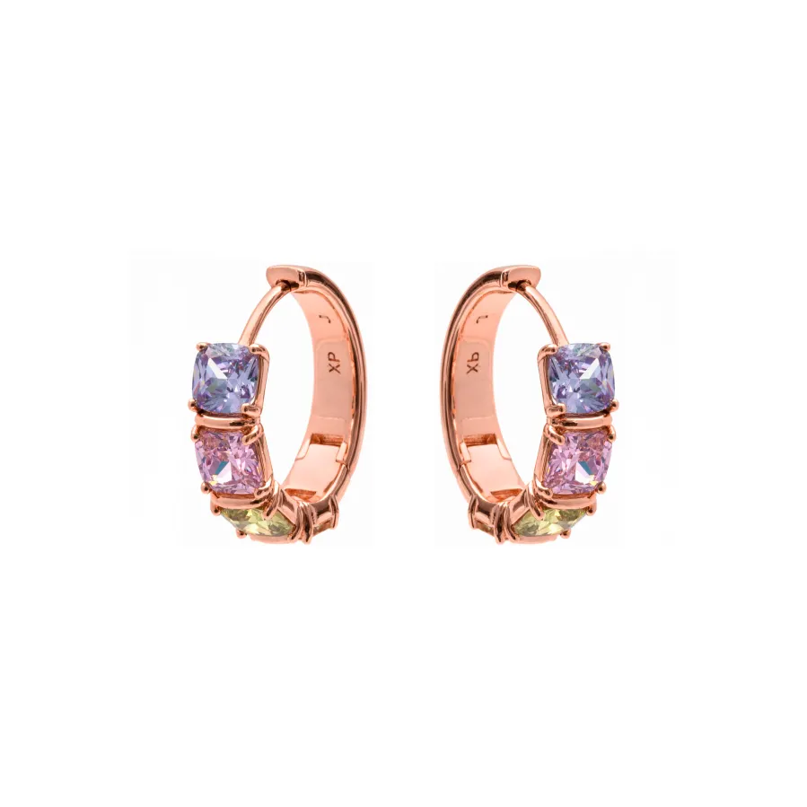 Pendientes de Circonita Multicolor acabado en oro rosa de 18k - Uyib
