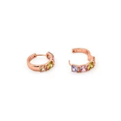 Pendientes de Circonita Multicolor acabado en oro rosa de 18k - Uyib