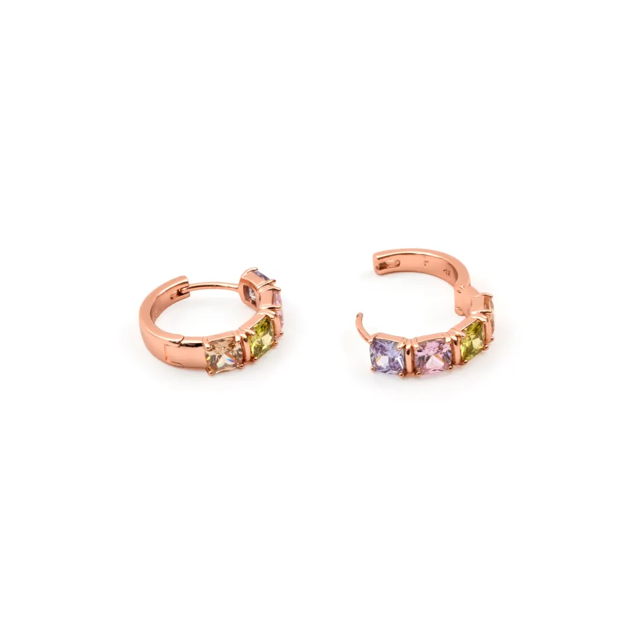 Pendientes de Circonita Multicolor acabado en oro rosa de 18k - Uyib