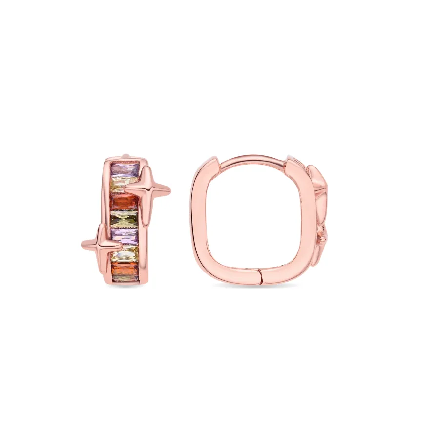 Pendientes de Circonita Multicolor acabado en oro rosa de 18k - Suclai