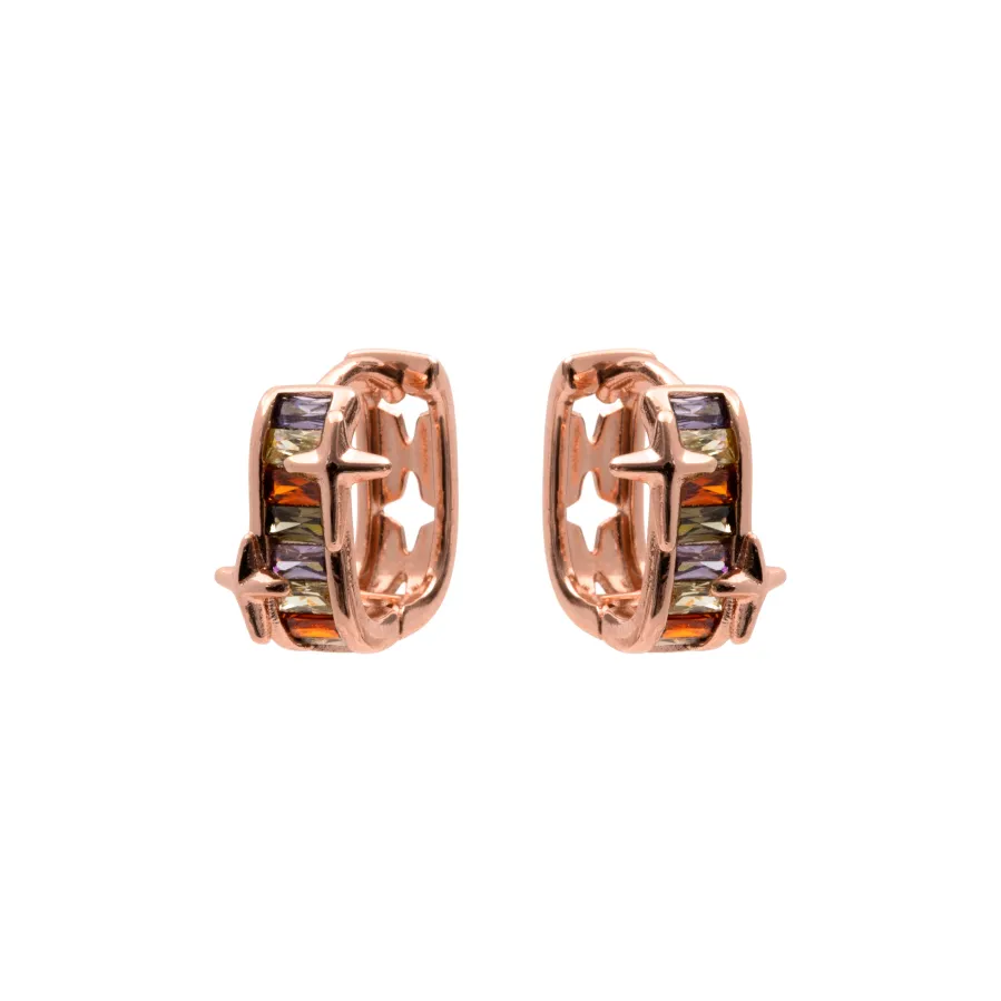Pendientes de Circonita Multicolor acabado en oro rosa de 18k - Suclai