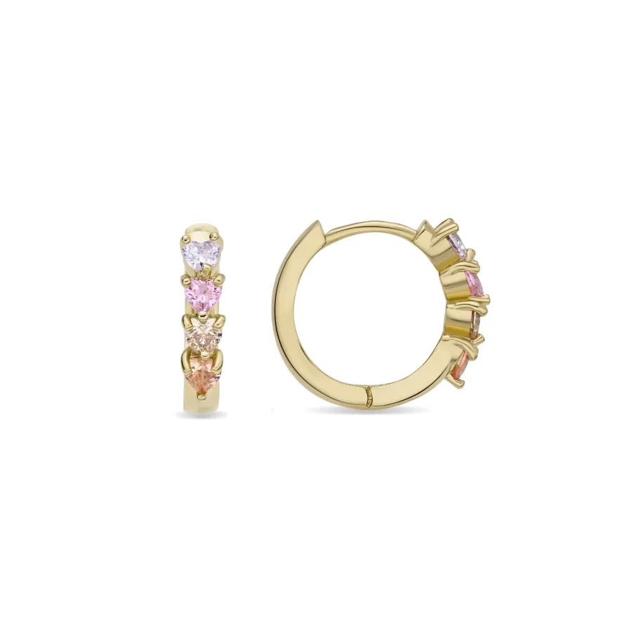 Pendientes de Circonita Multicolor acabado en oro rosa de 18k - Lakon