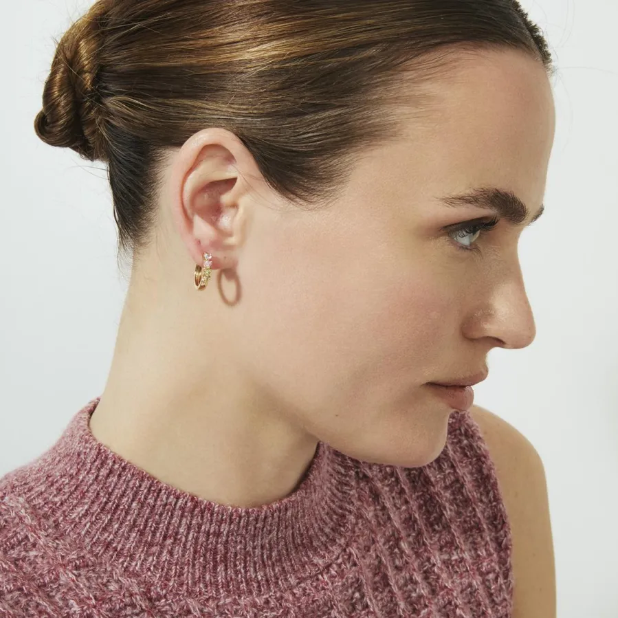 Pendientes de Circonita Multicolor acabado en oro rosa de 18k - Lakon
