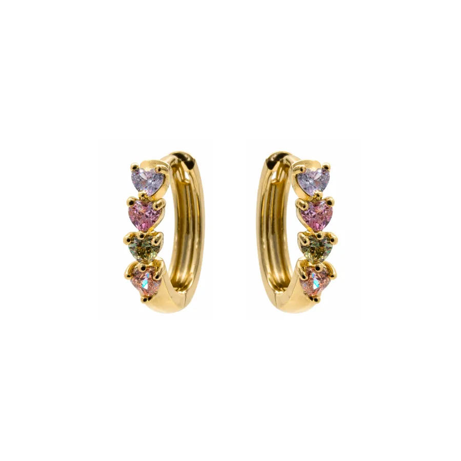 Pendientes de Circonita Multicolor acabado en oro rosa de 18k - Lakon