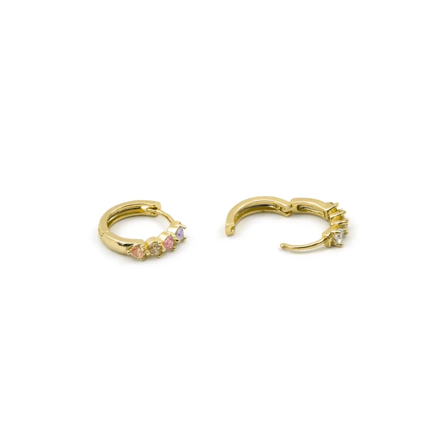 Pendientes de Circonita Multicolor acabado en oro rosa de 18k - Lakon