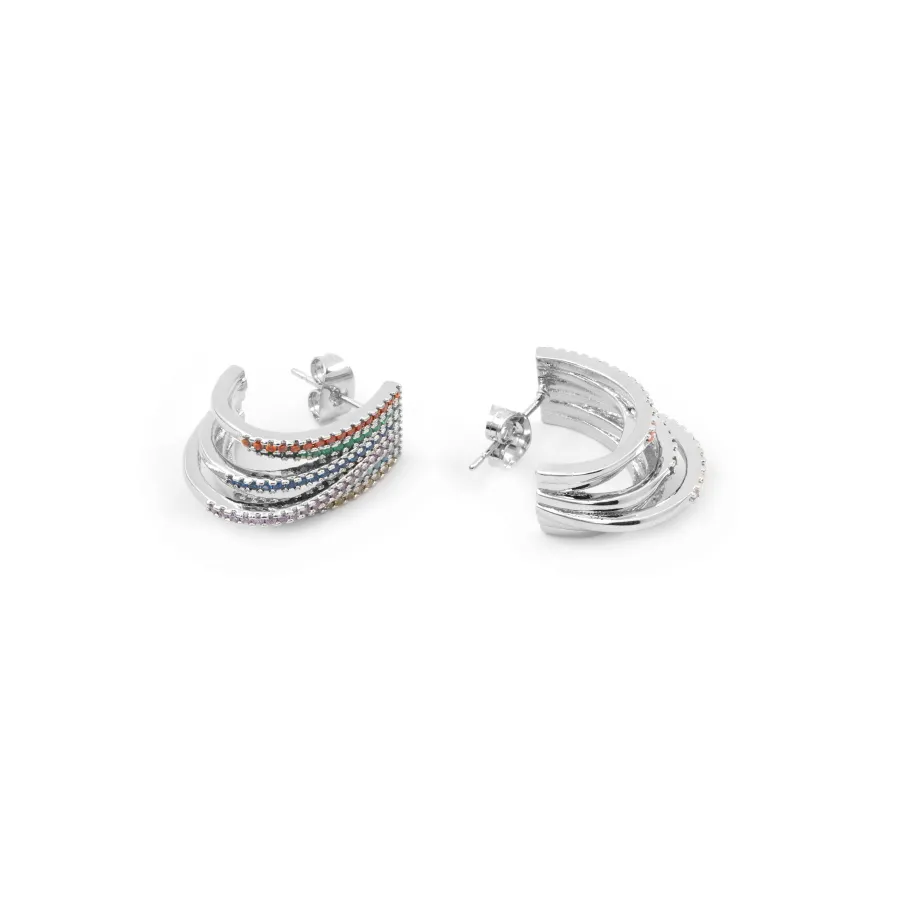Pendientes de Circonita Multicolor Acabado En Plata - Negal
