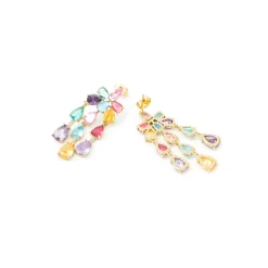 Pendientes de Circonita Multicolor acabado en oro amarillo de 18k - Linro