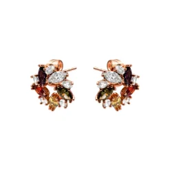 Pendientes de Circonita Multicolor acabado en oro rosa de 18k - Reyath