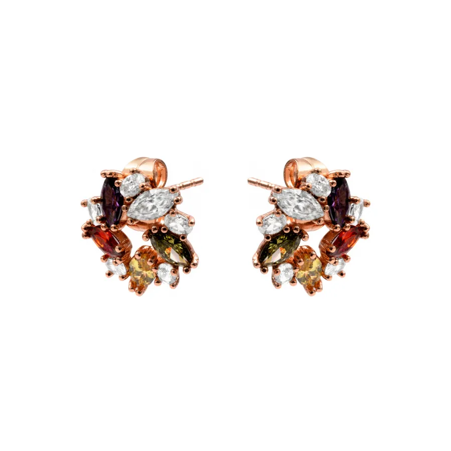 Pendientes de Circonita Multicolor acabado en oro rosa de 18k - Reyath