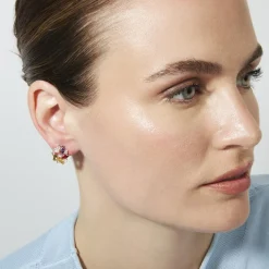 Pendientes de Circonita Multicolor acabado en oro rosa de 18k - Reyath