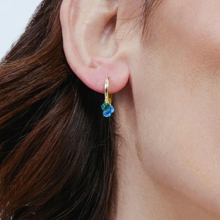 Pendientes de Circonita Multicolor acabado en oro amarillo de 18k - Seinti