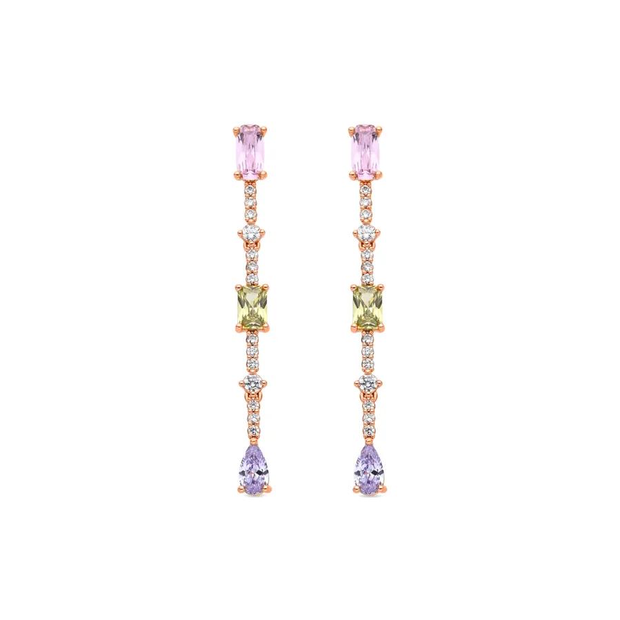 Pendientes de Circonita Multicolor acabado en oro amarillo de 18k - Ziadru