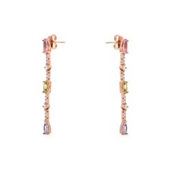 Pendientes de Circonita Multicolor acabado en oro amarillo de 18k - Ziadru