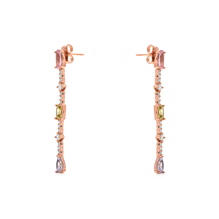 Pendientes de Circonita Multicolor acabado en oro amarillo de 18k - Ziadru