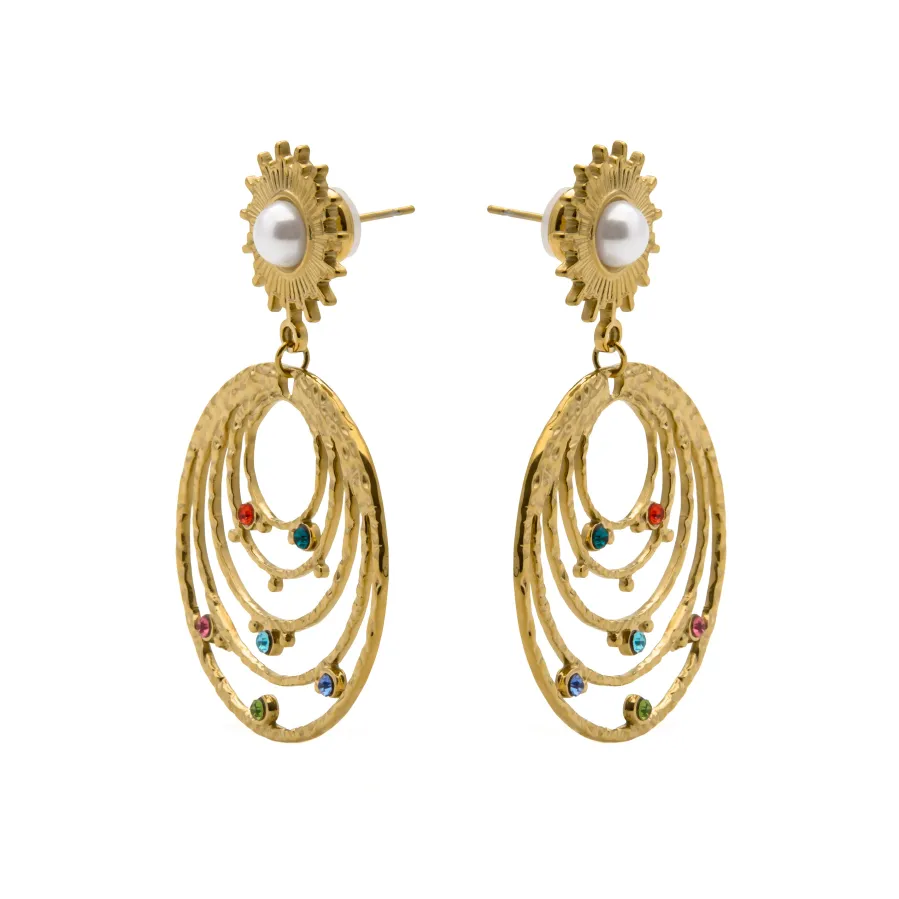 Pendientes de Circonita Multicolor acabado en oro amarillo 18k - Malema
