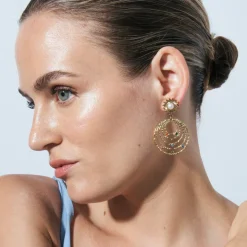Pendientes de Circonita Multicolor acabado en oro amarillo 18k - Malema