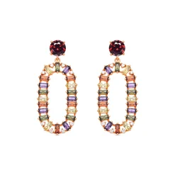 Pendientes de Circonita Multicolor acabado en oro amarillo de 18k - Ziadru