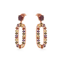 Pendientes de Circonita Multicolor acabado en oro amarillo de 18k - Ziadru