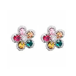 Pendientes de Circonita Multicolor acabado en rodio - Raxbou