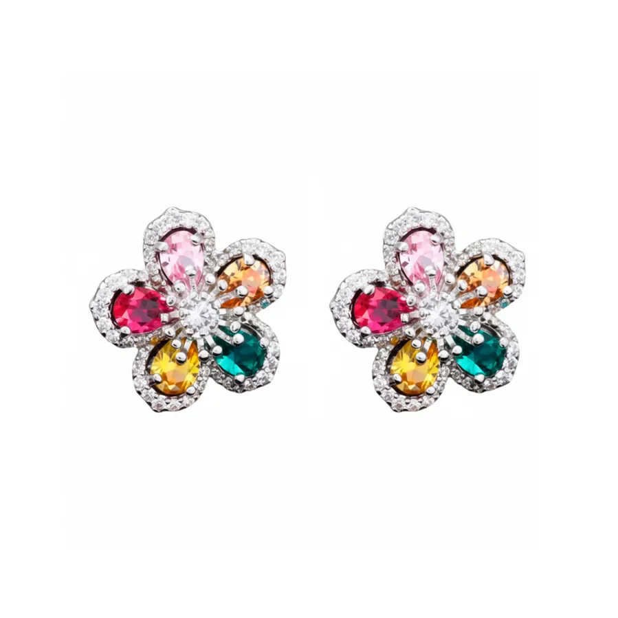 Pendientes de Circonita Multicolor acabado en rodio - Raxbou