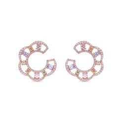 Pendientes de Circonita Multicolor acabado en oro rosa de 18k - Boy