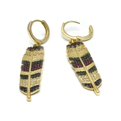 Pendientes de Circonita Multicolor acabados en oro amarillo 18K - Muisem