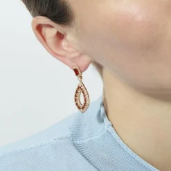 Pendientes de Circonita Ópalo de Fuego acabado en oro rosa de 18k - Kuam