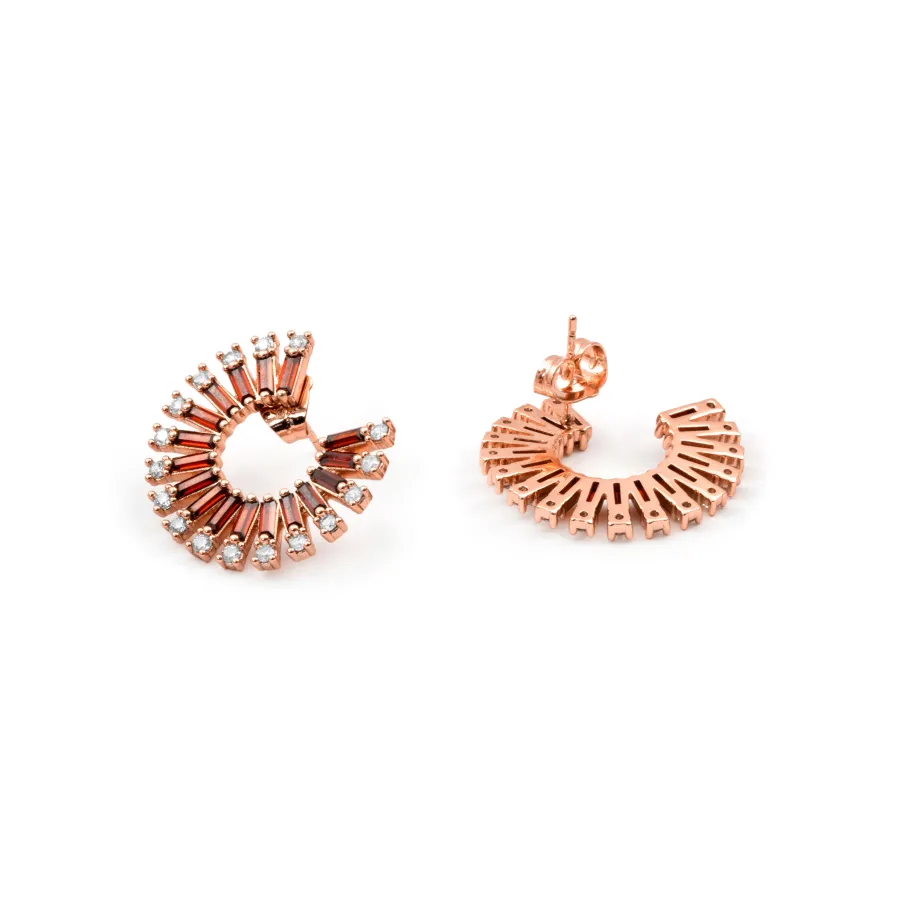 Pendientes de Circonita Ópalo de Fuego acabado en oro rosa de 18k - Umres