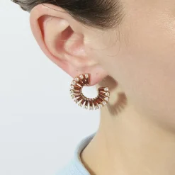 Pendientes de Circonita Ópalo de Fuego acabado en oro rosa de 18k - Umres