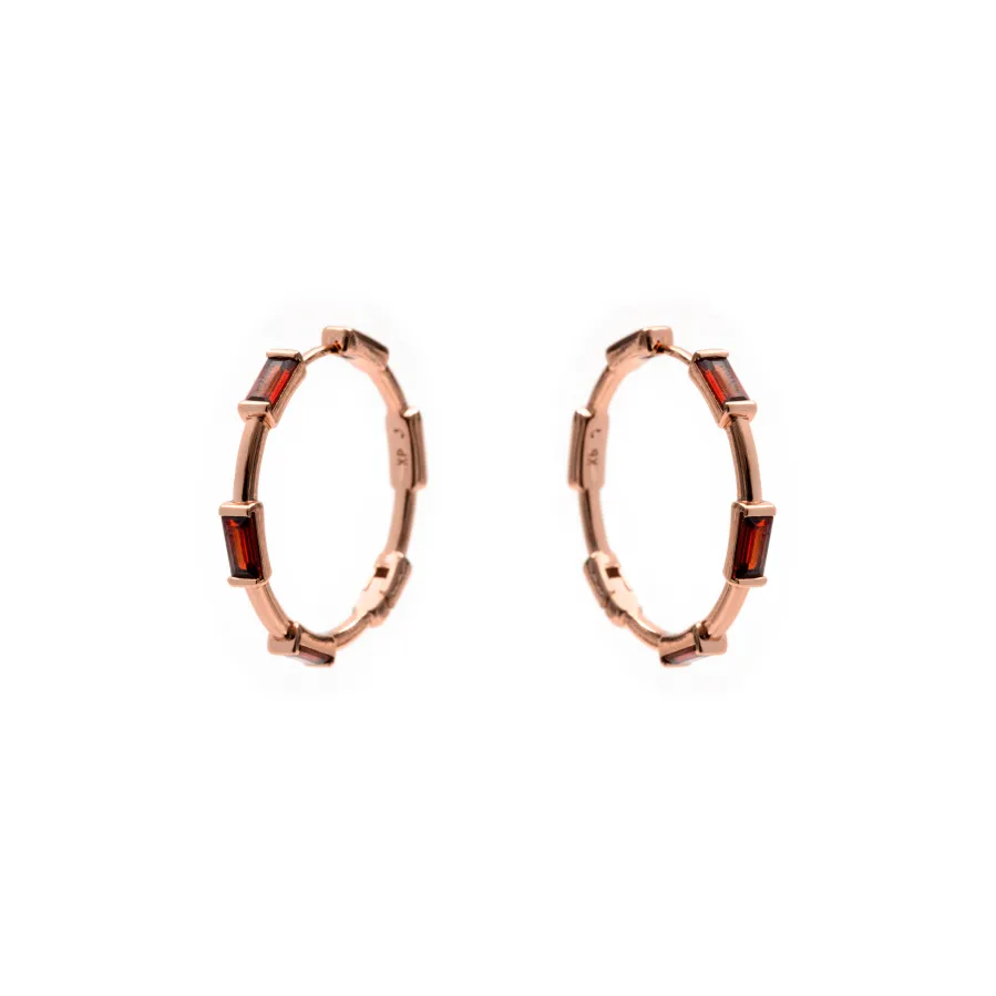 Pendientes de Circonita Ópalo de Fuego acabado en oro rosa de 18k - Khimet