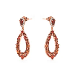 Pendientes de Circonita Rubí acabado en oro amarillo de 18k - Damao