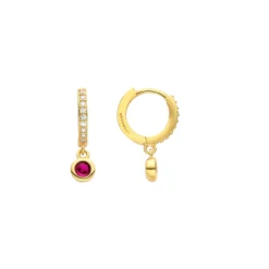 Pendientes de Circonita Rubí acabados en oro amarillo 18K - Warlah