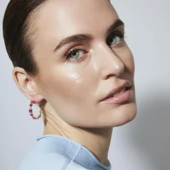 Pendientes de Circonita Rubí acabado en oro amarillo de 18k - Fanri