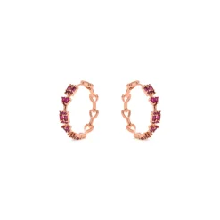 Pendientes de Circonita Rubí acabado en oro amarillo de 18k - Fanri