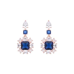Pendientes de Circonita Zafiro acabado en oro rosa de 18k - Iwo