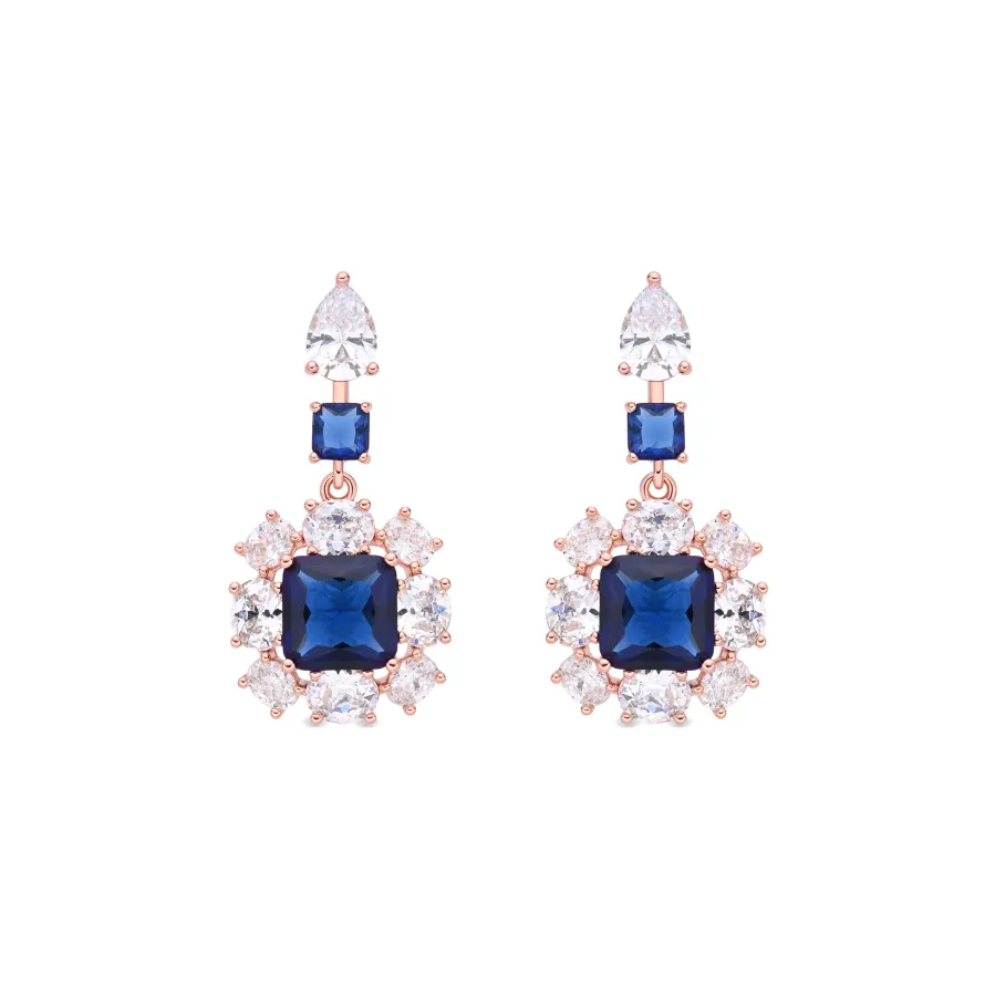 Pendientes de Circonita Zafiro acabado en oro rosa de 18k - Iwo