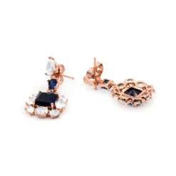Pendientes de Circonita Zafiro acabado en oro rosa de 18k - Iwo