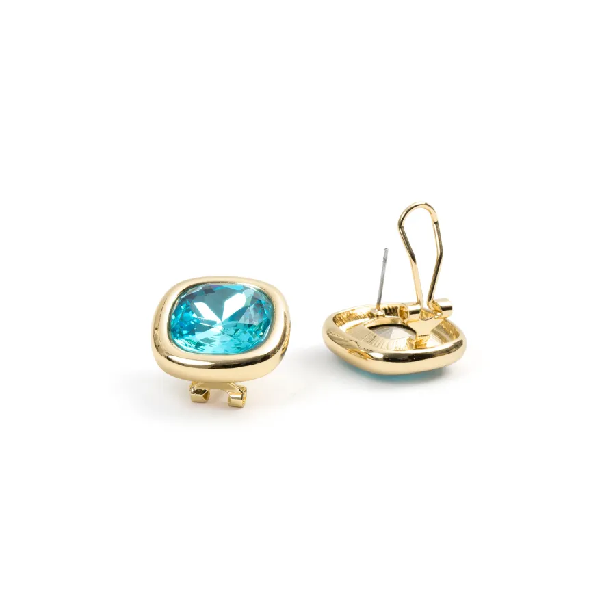Pendientes de Cristal Azul acabado en oro amarillo de 18k - Casis