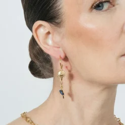 Pendientes de Cristal Azul acabado en oro amarillo 18k - Gud