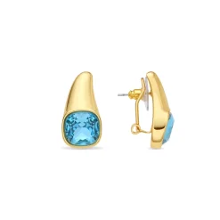 Pendientes de Cristal Azul acabado en oro amarillo de 18k - Ione