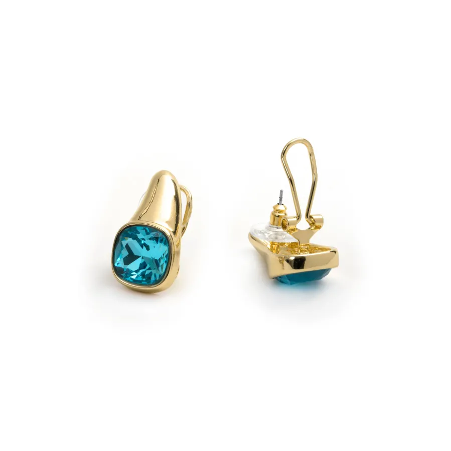 Pendientes de Cristal Azul acabado en oro amarillo de 18k - Ione