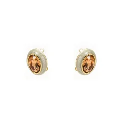 Pendientes de Cristal Marron acabado en oro amarillo de 18k - Amarke