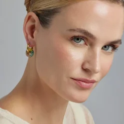 Pendientes de Cristal Multicolor acabados en oro amarillo 18K - Rawe