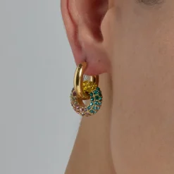 Pendientes de Cristal Multicolor acabados en oro amarillo 18K - Rawe