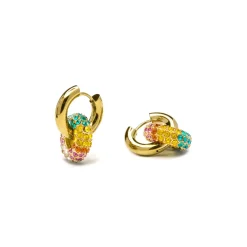 Pendientes de Cristal Multicolor acabados en oro amarillo 18K - Rawe