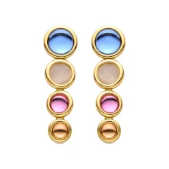 Pendientes de Cristal Multicolor acabados en oro amarillo 18K - Longki