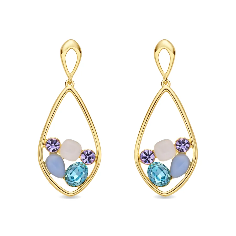 Pendientes de Cristal Multicolor acabado en oro amarillo de 18k - Reiok