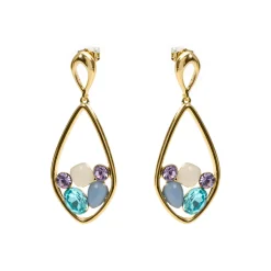 Pendientes de Cristal Multicolor acabado en oro amarillo de 18k - Reiok